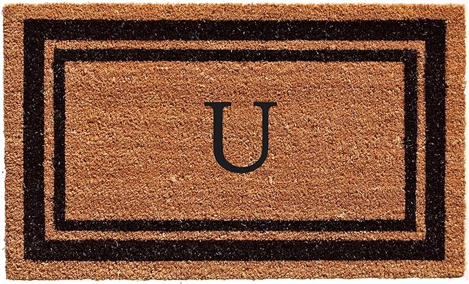 Calloway Mills 152963672U Black Border 36" x 72" Monogram Doormat Letter (U)-Ruum Studio Home