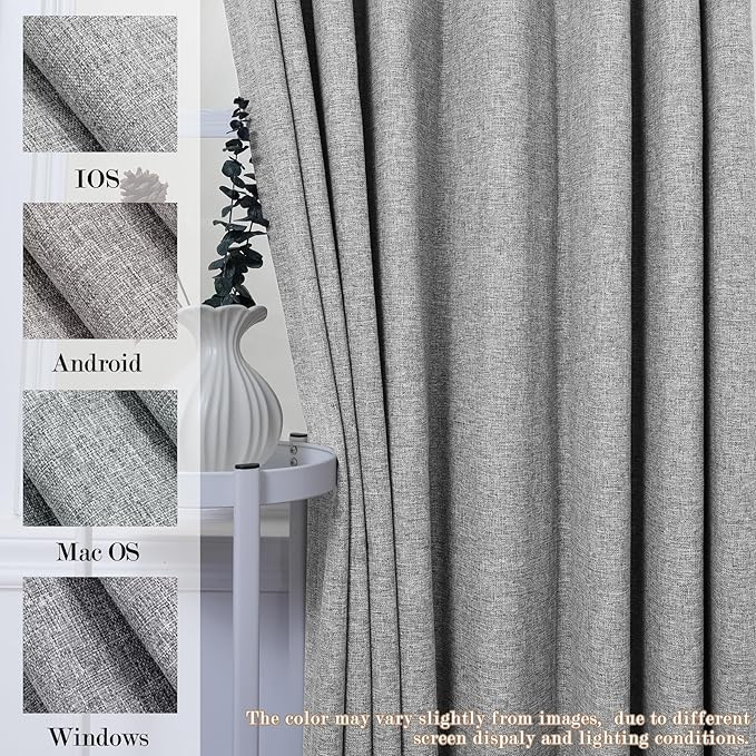Full Blackout Privacy Curtains, 240 Inch Extra Wide Linen Blend Drapes, Pinch Pleat Window Drapery for Room Divider Storage/Space Room Separation, 1 Panel, W 240" x L 102", Light Grey-Ruum Studio Home