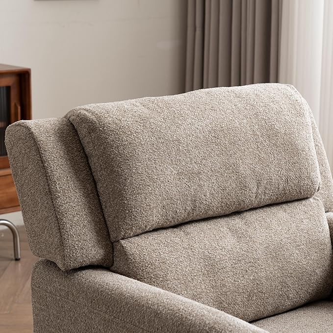 Kidol & Shellder Light Brown Oversized Accent Chair for Living Room Mid Century Modern Reading Chair with Back Upholstered Comfy Single Sofa Chair for Bedroom Lounge Side Corner Boucle Fabric Armchair-Ruum Studio Home