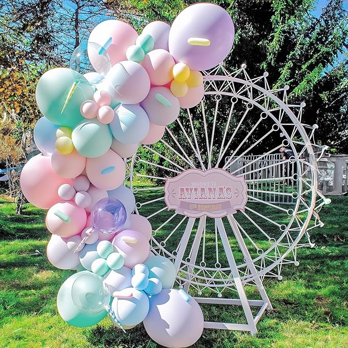 Pastel Balloons 12 Inch Macaron Pink Blue Green Purple Yellow Pastel Rainbow Latex Balloon with Colorful Confetti Party Balloons for Easter Birthday Baby Shower Bridal Wedding Party Decoration-Ruum Studio Home