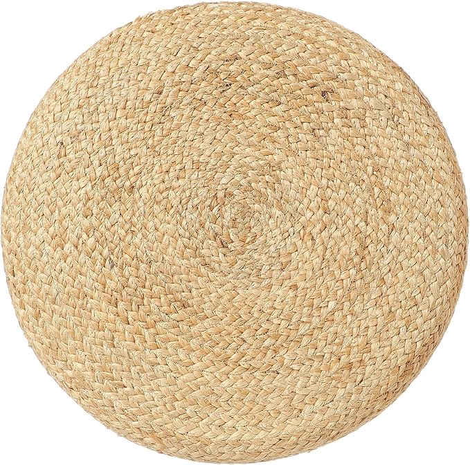 REDEARTH · Cylindrical Pouf Foot Stool Ottoman - Jute Braided Pouffe Poof Accent Sitting Footrest for Living Room, Bedroom, Nursery, Patio, Lounge & Other Rooms (Natural Rust, 18"x18"x14")-Ruum Studio Home
