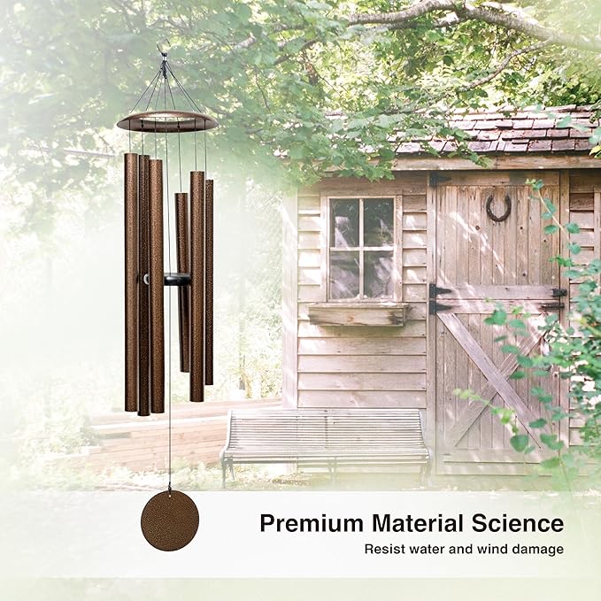 44 Inch Wind Chimes for Outside Deep Tone Sound Like Church Bell Rings Memorial Mother Day Copper Vein 1pcs Thickness of Tube is 2.8mm Taiwan Made-Ruum Studio Home