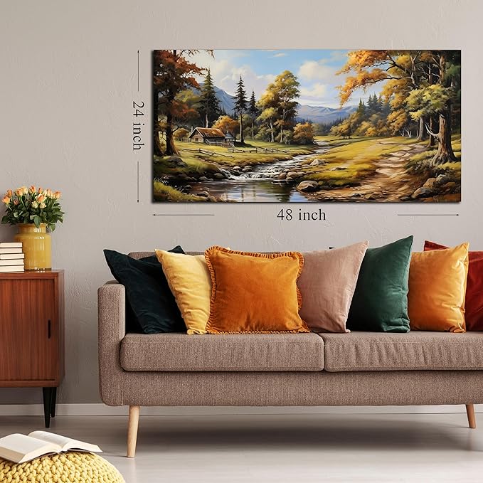 Natural Landscape Pictures for Living Room Wall Decoration,Large Farmhouse Wall Decor Office Canvas Wall Art 29 x 59 Inch-Ruum Studio Home