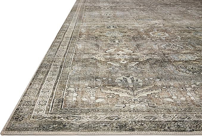 Loloi Layla Collection LAY-13 Antique/Moss 3'-6" x 5'-6" .13" Thick Accent Rug, Soft, Durable, Vintage Inspired, Distressed, Low Pile, Non-Shedding, Easy Clean, Printed, Living Room Rug-Ruum Studio Home