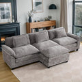 URRED Modular Sectional Sofa Comfy Cloud Couch, Modern Chenille Sofa Sleeper Deep Seat Couches with Ottoman/Pillows for Living Room (Gray, 117''- L Shape)-Ruum Studio Home