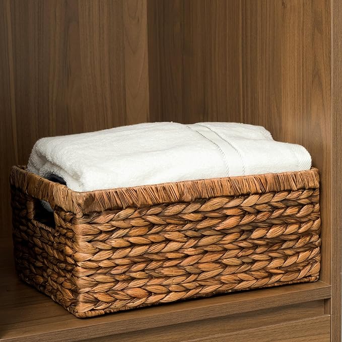 CENBOSS Wicker Baskets (Large, Brown Wash, 1PC) Rattan Storage Baskets for Shelves, Woven Seagrass Holder-Ruum Studio Home