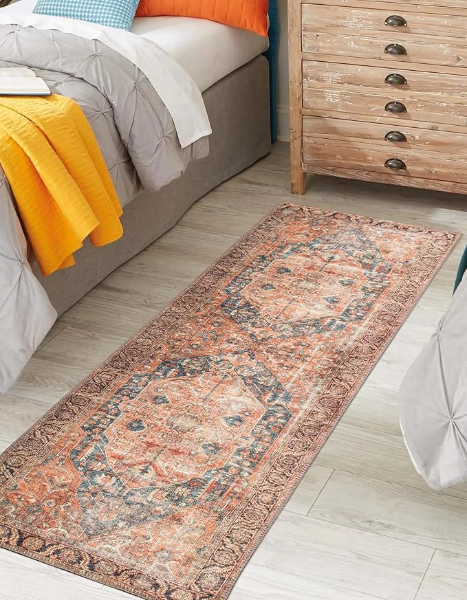 Keen Home Design 2x12 Rug - Machine Washable Runner Rug with Non-Slip Backing, Ideal for Hallway, Entryway, Kitchen, Laundry Room - Vintage, Easy Clean, Durable, Low Pile - (2'6" x 12')-Ruum Studio Home