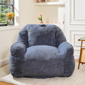 Bean Bag Chair, Faux Fur Bean Bag Chair for Adults, Fluffy and Comfy Bean Bags with Filler, Bean Bag Sofa Chair for Reading, Gaming, Stuffed High-Density Foam, Grey-Ruum Studio Home