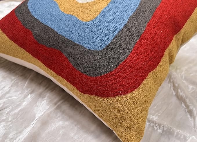 Kandinsky Modern Pillow Cover - Ruby Abstract Pillowcase Farmhouse Chair Contemporary Cushion Outdoor Pillowsham Mid Century Handmade Wool Size 18x18-Ruum Studio Home