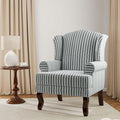 Accent Chair, High Back Upholstered Armchair with High Resilience Sponge & Wood Legs, Mid-Century Modern Comfy Single Sofa Reading Chairs for Living Room, Bedroom (Stripe Grey, Set of 1)-Ruum Studio Home