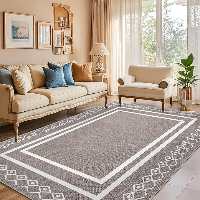 Outdoor Patio Rug, Outside Rectangular Carpet, Moroccan Geometric Rugs, Washable Large Indoor Outdoor Rug 6x9 Mats for RV, Picnic, Backyard, Deck, Balcony, Porch, Beach-Ruum Studio Home