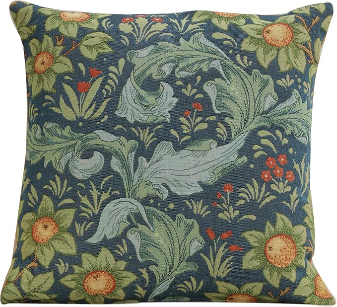 Charlotte Home Furnishings Decorative Tapestry Pillow Cover 19x19 in, Blue Tree Couch Throw Pillow Cover, French Country Square Cushion Cases for Living Room Home Decor, Soft Cotton Jacquard Woven-Ruum Studio Home