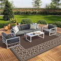 GENIMO Outdoor Rug Waterproof for Patio, 10'x14' Foldable Reversible Plastic Straw Carpet for Travel Trailers, Outside Area Mat for Rv, Deck, Picnic, Porch, Camper, Balcony, Beach, Coffee & Beige-Ruum Studio Home