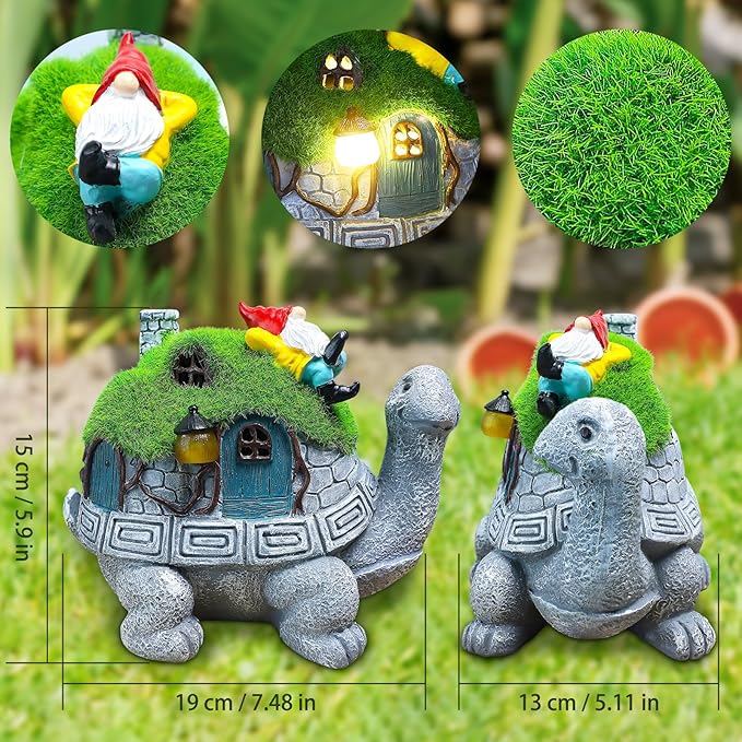 SunGlee Solar Turtles for Outdoors Turtle Solar Light Garden Statue, Cute Tortoise Garden Outdoor Turtle Decor for Patio Lawn Yard Gifts for Mom Grandma Housewarming Birthday-Ruum Studio Home