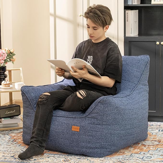 Bean Bag Chair with Filler, Bean Bag Sofa Chair with Tufted Soft Armrests Plush Lazy Sofa Comfy Chair,Large BeanBag Chair for Adults in Livingroom, Bedroom-Ruum Studio Home