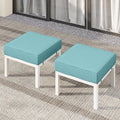Solaste Outdoor Footstools Patio Ottoman Set of 2, Aluminum All-Weather Outdoor Footrest Seat with Removable Cushions, Patio Furniture Ottomans for Garden, Backyard, Poolside-White-Ruum Studio Home