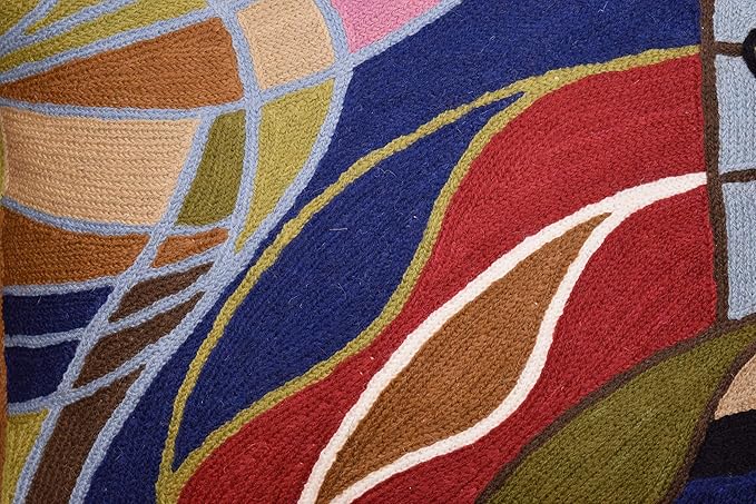 Hundertwasser Modern Pillow Cover Contemporary Pillowcase Accent Outdoor Pillows Abstract Couch Cushion Farmhouse Throw Pillows | Mid Century Chair Cushions | Handmade Wool Size 18x18-Ruum Studio Home