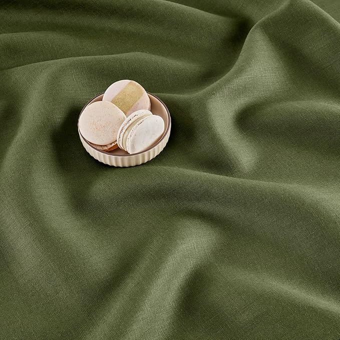Solino Home Linen Table Runner 36 Inches - 100% Pure Linen Olive Hemstitch Table Runner 14 x 36 Inch Ideal for Dresser and Coffee Tables - Classic Hemstitch - Thanksgiving-Ruum Studio Home