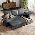 LINSY HOME Sectional Sleeper Sofa with Pull Out Couch Bed Convertible Plush Corduroy Cloud Couch with Storage Chaise & USB Charging, Comfy L Shaped Modular Couches for Living Room Apartment (Grey)-Ruum Studio Home