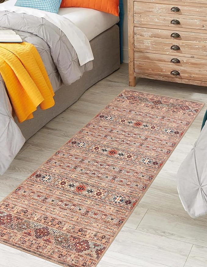 Keen Home Design 2x7 Rug - Machine Washable Runner Rug with Non-Slip Backing, Ideal for Hallway, Entryway, Kitchen, Laundry Room - Vintage, Easy Clean, Durable, Low Pile Rug - (2'6" x 7')-Ruum Studio Home
