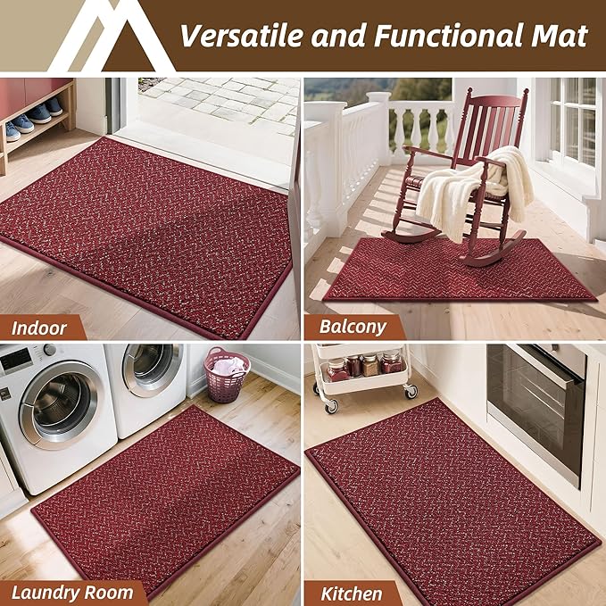 COSY HOMEER-Door-Mat 36"x60" Non Slip Absorbent Entryway Rugs Dirt Trapper Doormats Washable Entrance Mats Low Pile Welcome Floor Mat for Front Back Door and Entry Mats,Red-Ruum Studio Home