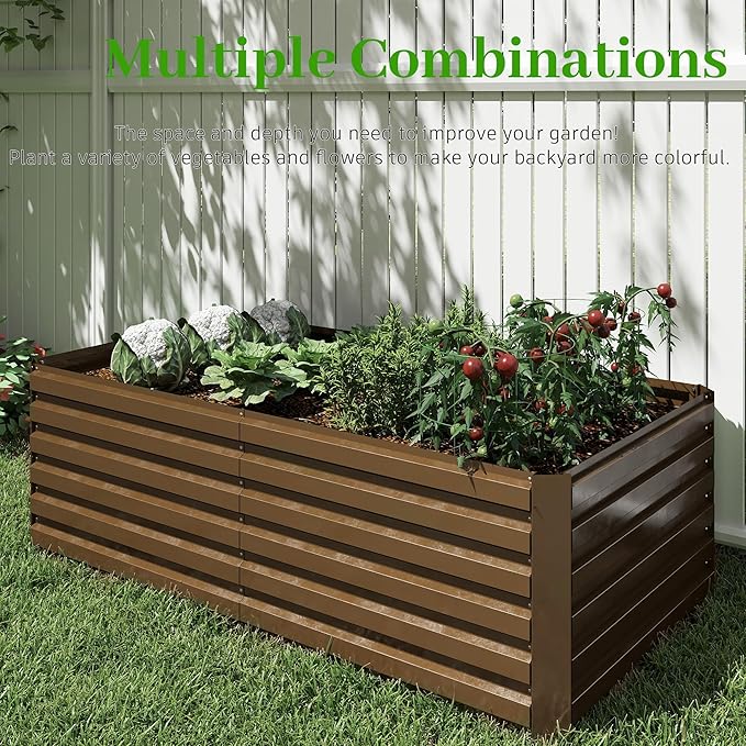 8x4x2 ft Outdoor Raised Garden Bed, Large Metal Planter Raised Beds, Planters for Outdoor Plants for Vegetables, Flowers, Herbs, Fruits, and Succulents.(4 Pcs)-Ruum Studio Home