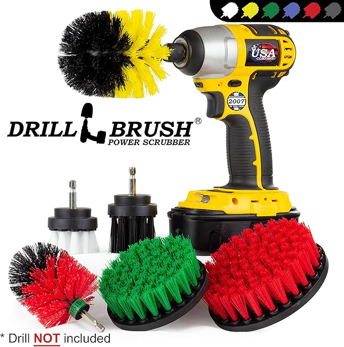 The Ultimate Drill Brush Cleaning Supplies Kit - Bathroom Accessories - Shower Cleaner - Bath Mat - Kitchen Accessories - Grout Cleaner - Dish Brush Set - Stove, Oven, Sink, Outdoor Drill Scrubber-Ruum Studio Home