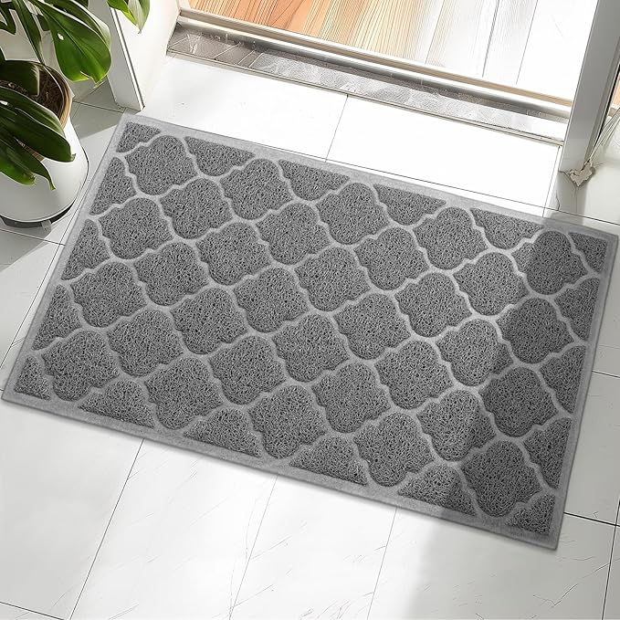 Door Mat Outdoor, 29x17, Welcome Mats for Entryway, Front Doormat for Home Entrance, Patio, Garage, High Traffic Areas, Indoor Floor Mat, Durable, Non-Slip, Catches Muddy and Dirt(Grey)-Ruum Studio Home
