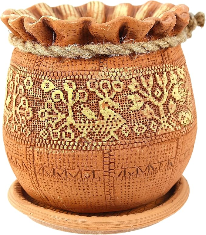 Ceramic Pot with Drainage Hole and Saucer, Plant Pots, Modern Decorative Planters for House Plants Indoor Flowers Plants, Cute Flower Pot - Gifts (Birds (1.7 L))-Ruum Studio Home