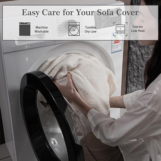 Couch Cushion Covers for Sectional Sofa, Stretch Soft Sofa Slipcovers Washable Wear-Resistant Universal Furniture Protector for Living Room(1 Piece Loveseat Cover, Ivory)-Ruum Studio Home