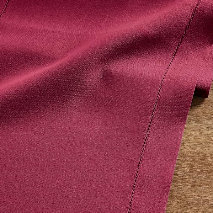 Solino Home Linen Beet Table Runner 108 Inches Long - 100% Pure Linen Hemstitch 14 x 108 Inch Table Runner for Dining, Fall, Autumn, Thanksgiving - Classic Hemstitch-Ruum Studio Home