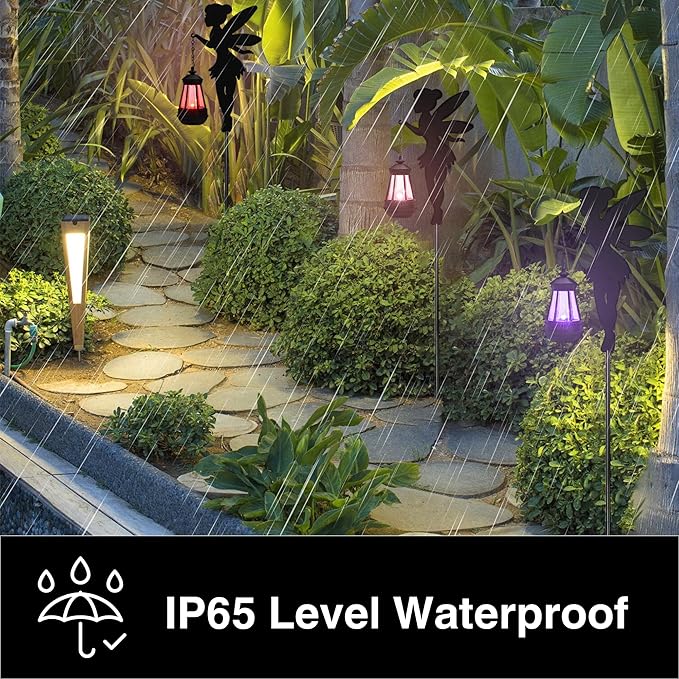Fairy Garden Accessories Lawn Ornaments 1 Pair - Solar Lights Halloween Decorations Outdoor Garden Statue, Metal Stakes Decorative Figurines for Yard Decor, Patio (Type B Color-Shifting Lighting)-Ruum Studio Home