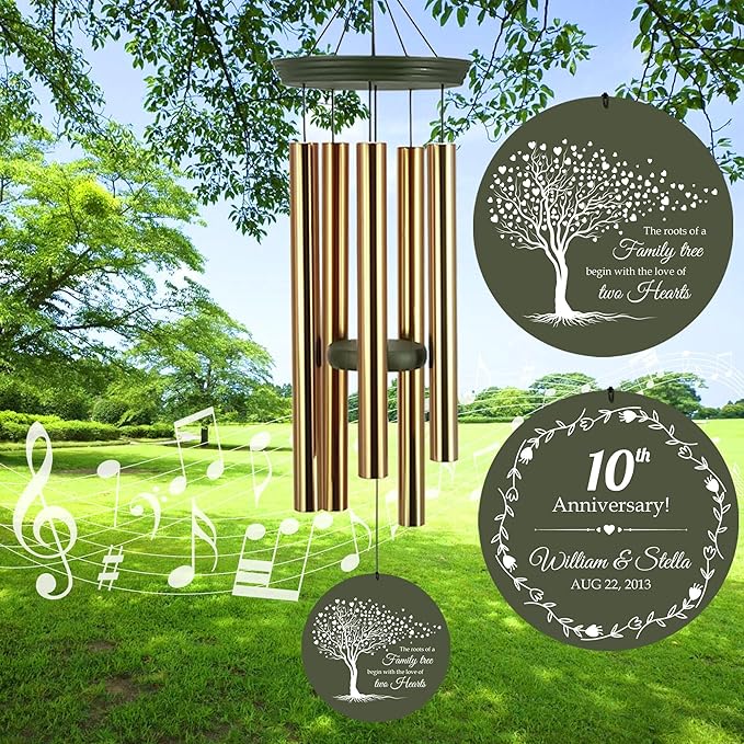 ASTARIN Tree of Life Wind Chimes, Personalized Wind Chimes for 50th Anniversary for Parents Couple, Romantic Idea for Mom Dad Keepsake Gifts-Ruum Studio Home