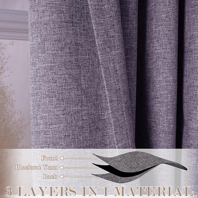 120" Wx96 L Linen Room Divider Drapes for Doorway/Glass Window/Sliding Door/Patio, Extra Wide Pinch Pleated Full Blackout Curtains for Girls Boys Teen Kids Room, 1 Panel, Violet-Ruum Studio Home