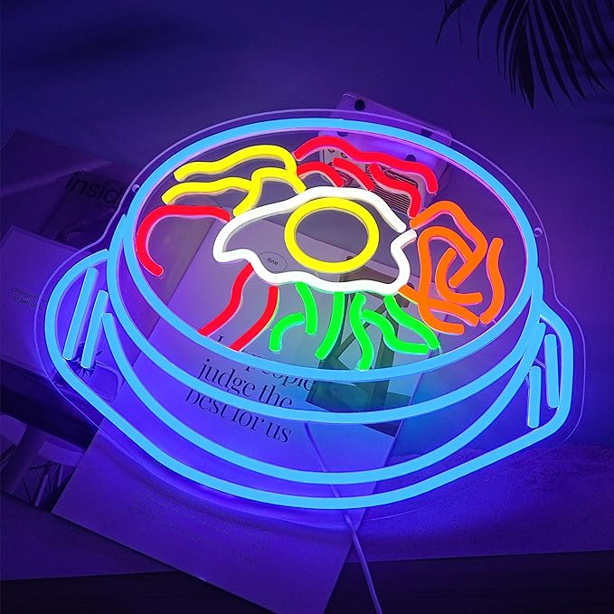 LISIGNVE Bibimbap Neon Sign USB Korean Food Led Light Up Sign Korean Bibimbap Neon Light for Restaurant Kitchen Diner Room Business Wall Decor(16.5”*12.6”)-Ruum Studio Home
