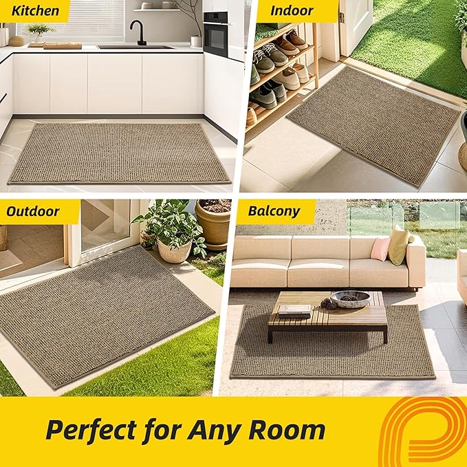 JSEI Dirt Trapper Door Mat 32"x48" Non-Slip Washable Entrance Mat, Dog Doormats, Absorbent & Fade-Resistant Floor Mats, Low Profile Welcome Mats for Entryway, Front Door, and Inside Entrance, Beige-Ruum Studio Home