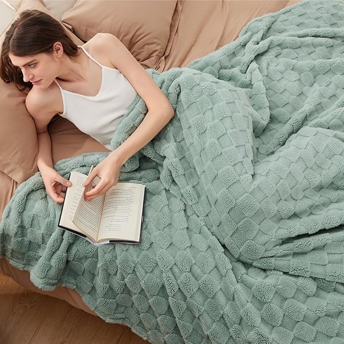 Bedsure GentleSoft Blankets Queen Size for Bed - Super Soft Cozy Blanket for Women Men Girls, Large Fuzzy Fleece Throw for Bedroom Decor, Sage Green, 90x90 Inches-Ruum Studio Home
