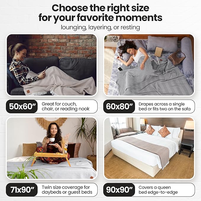 Gold Case Throw Blanket for Couch – 100% Recycled Turkish Cotton Blankets & Throws – Elegant Decorative Throw Blankets for Living Room Sofa – Woven Throws for Couch – Elegant Navy Blue – 50x60-Ruum Studio Home