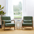 Glitzhome 2 Set Mid Century Hunter Green Accent Armchair, Single Reading Armchair PU Leather Lounge Chair with Walnut Ruberwood Frame-Ruum Studio Home