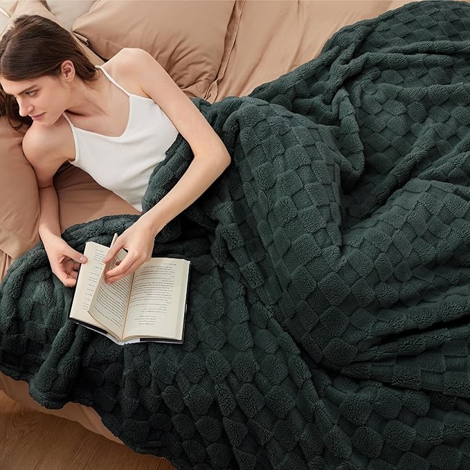 Bedsure GentleSoft Blankets Queen Size for Bed - Super Soft Cozy Blanket for Women Men Girls, Large Fuzzy Fleece Throw for Bedroom Decor, Dark Green, 90x90 Inches-Ruum Studio Home