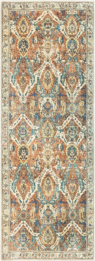 Keen Home Design 2x12 Rug - Machine Washable Runner with Non-Slip Backing, Ideal for Hallway, Entryway, Kitchen, Laundry Room - Vintage, Easy Clean, Durable, Low Pile Rug - (2'6" x 12')-Ruum Studio Home