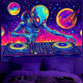 BVBOX Blacklight Space Alien Tapestry 79"x59", UV Reactive DJ Alien Universe Galaxy Planet Glow in Dark Music Tapestries, Black Light Neon Upright Poster Wall Hanging Backdrop Decor for Bedroom Living Room-Ruum Studio Home