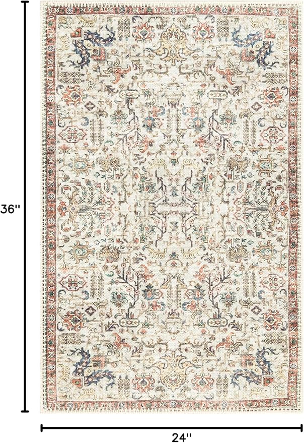 Keen Home Design 2x3 Rug - Machine Washable Entry Rug with Non-Slip Backing, Ideal for Enteryway, Kitchen, Bathroom, Laundry Room - Vintage, Easy Clean, Durable, Low Pile Rug - (2' x 3')-Ruum Studio Home