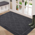 BEQHAUSE Dirt Trapper Door Mat 32" x 48", Doormat Non-Slip Entryway Rugs Washable, Dog Door Mat Stain Resistant and Absorbent Welcome Floor Mat for Front Back Door, Muddy Wet Shoes & Paws, Dark Grey-Ruum Studio Home