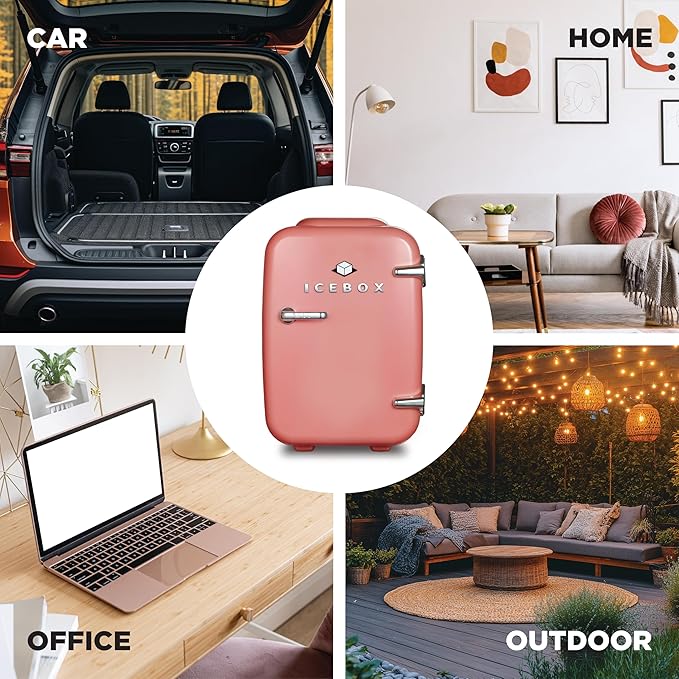 IBMF4BLS Fridge for Bedroom, Skincare, Portable Cooler & Warmer for Makeup, for Office & Home Refrigerator, Mini (4 L / 6-Can), Blush Red-Ruum Studio Home