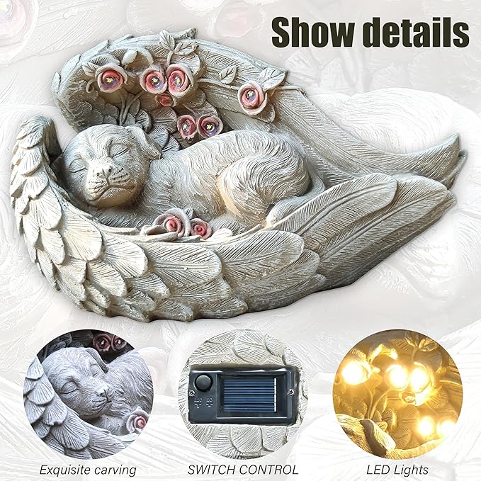 Solar Dog Garden Statues Outdoor Décor- Dog Figurines Solar LED Light Lawn Ornaments - Yard Decorations for Patio, Balcony, Backyard -Unique Birthday House Warming Gifts for Mom-Ruum Studio Home