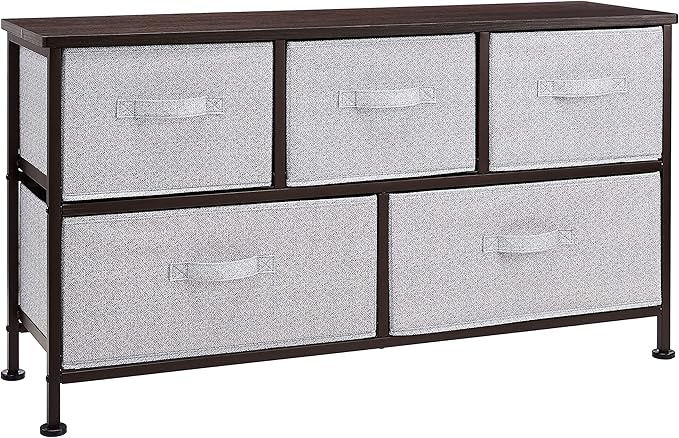 Amazon Basics Extra Wide Fabric 5-Drawer Storage Organizer Unit for Closet, Bronze-Ruum Studio Home