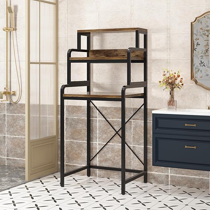 3-Tier Bathroom Room Shelf Washing Machine Storage Utility Rack Over The Toilet Washer Dryer Storage Bathroom Organizer Rack Space Saving Shelving Units Clothes Dryers Shelf-Ruum Studio Home