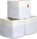 NaturalCozy 13x15x13 Kallax Storage Cubes Bins, 3 Pack | Cotton Rope Cube Storage Bin Woven Baskets for Organizing | Kallax Insert Storage Baskets for Shelves Organizer, Kids Toy, Closet Baby Nursery-Ruum Studio Home