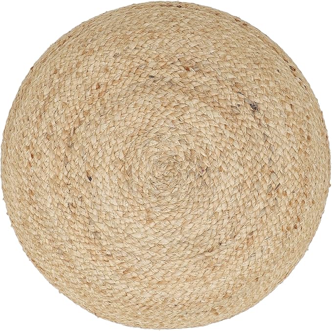 REDEARTH · Jute Circular Jute Pouf Ottoman - Braided Pouffe Accent Sitting Round Footrest for Living Room, Bedroom, Nursery, kidsroom, Patio, Gym; 100% Jute (19.5"x19.5"x14"; Jute Natural)-Ruum Studio Home
